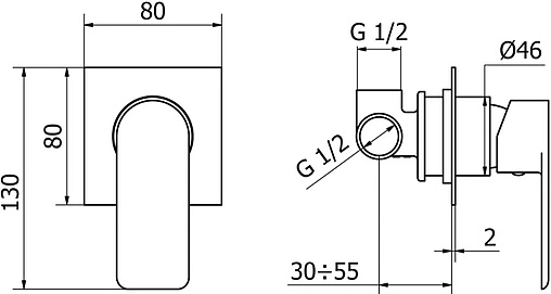 Смеситель для душа скрытого монтажа Cezares Furore хром FURORE-DIM-01-CR