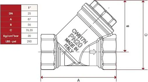 Фильтр угловой сетчатый 1"в x 1"в Itap 1920100 Фильтр угловой сетчатый 1"в x 1"в Itap 1920100