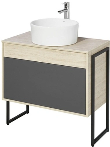 Тумба-умывальник подвесная Aquaton Лофт Урбан 80 графит/орегон 1A2476K3LQX60