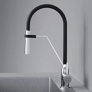 Смеситель для кухни с гибким изливом Am.Pm Like хром/чёрный F8013000, 5