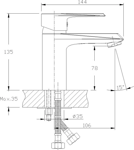 Смеситель для раковины Rossinka хром RS28-11