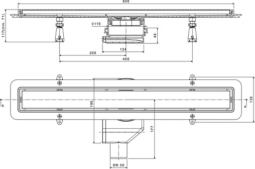 Лоток душевой Set 650мм h=52мм 0.8л/сек Pestan Confluo Premium White Glass Line 650 13000283 Лоток душевой Set 650мм h=52мм 0.8л/сек Pestan Confluo Premium White Glass Line 650 13000283