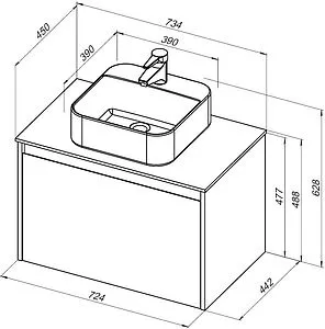 Тумба-умывальник подвесная Aquanet Nova Lite 75 дуб рустикальный 00249514+00242338, 2