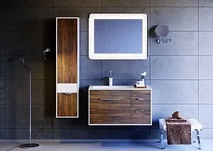 Тумба под умывальник подвесная Aqwella Malaga 100 крафт тёмный/белый Mal.01.09/L/CD, 3