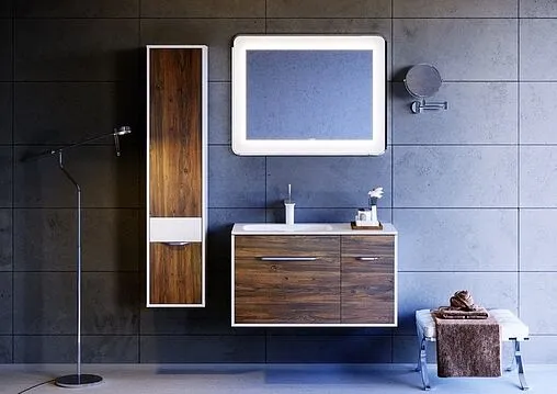 Тумба под умывальник подвесная Aqwella Malaga 100 крафт тёмный/белый Mal.01.09/L/CD