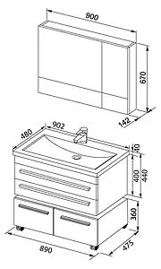 Шкаф-зеркало Aquanet Верона 90 L чёрный 00172340, 3