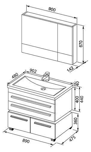 Шкаф-зеркало Aquanet Верона 90 L чёрный 00172340 Шкаф-зеркало Aquanet Верона 90 L чёрный 00172340