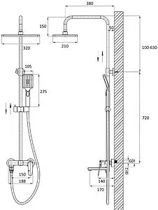 Душевая система со смесителем для ванны Osgard Manen хром 64050 Душевая система со смесителем для ванны Osgard Manen хром 64050, 2
