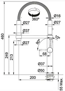 Смеситель для кухни с гибким изливом Franke Pescara 360 оптика стали 115.0393.977 Смеситель для кухни с гибким изливом Franke Pescara 360 оптика стали 115.0393.977, 2