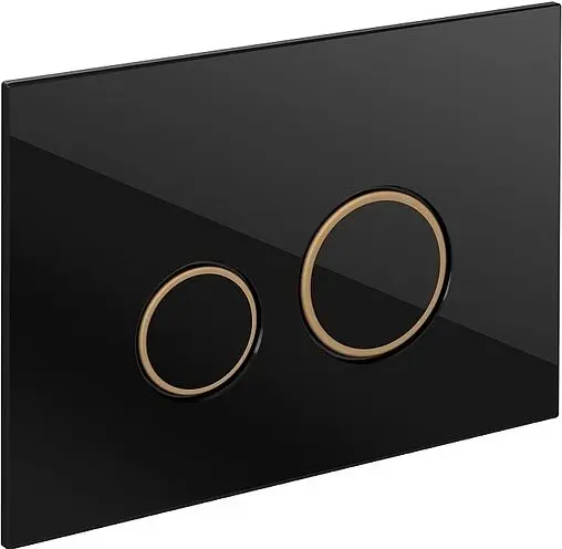 Клавиша смыва для унитаза Cersanit Twins 64117 кнопки/черный глянцевый, кольца/золото