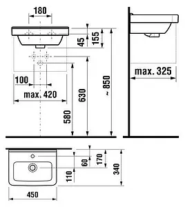 Раковина Jika Cubito 45 белый 8114220001041, 2