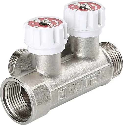 Коллектор регулирующий проходной 2 отвода 1&quot;в/н x ¾&quot;ек Valtec VTc.570.NE.0602