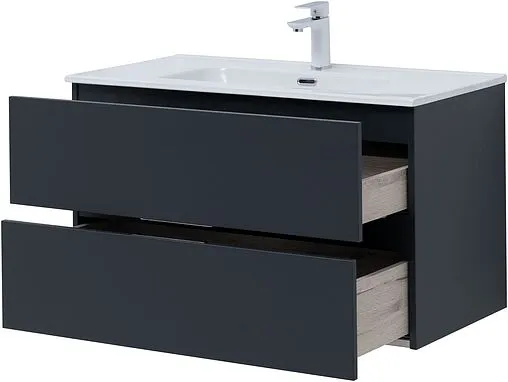 Тумба под умывальник подвесная Aquanet Алвита New 90 антрацит 00303919