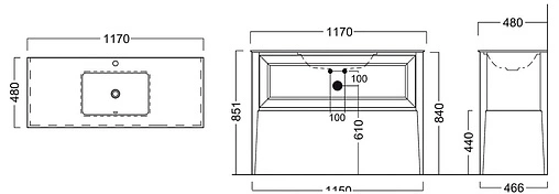Тумба-умывальник напольная Kerama Marazzi Plaza Classic 120 белый PL.C.120.1\\WHT+PL.wbu.55