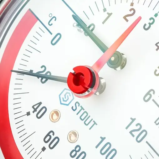 Термоманометр аксиальный Stout 80мм 6 бар 120°С ½&quot; SIM-0005-800615