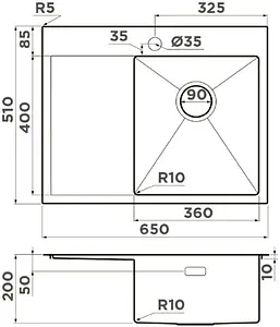 Мойка кухонная Omoikiri Akisame 65-GM-R вороненая сталь 4973098 Мойка кухонная Omoikiri Akisame 65-GM-R вороненая сталь 4973098, 2
