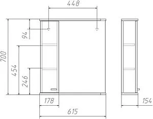 Шкаф-зеркало Айсберг Радуга Лайм 60 лайм DA1127HZR, 2