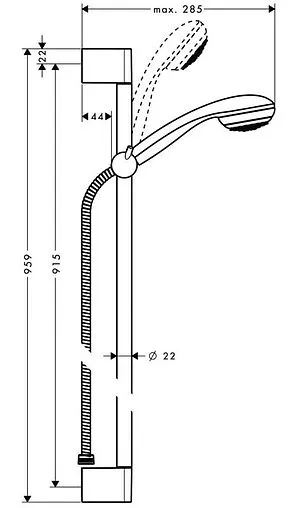 Душевая стойка Hansgrohe Crometta 85 Mono Green 1jet 90см хром 27651000 Душевая стойка Hansgrohe Crometta 85 Mono Green 1jet 90см хром 27651000