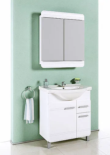 Шкаф-зеркало Aqwella Corsica 74 белый Kor.04.07