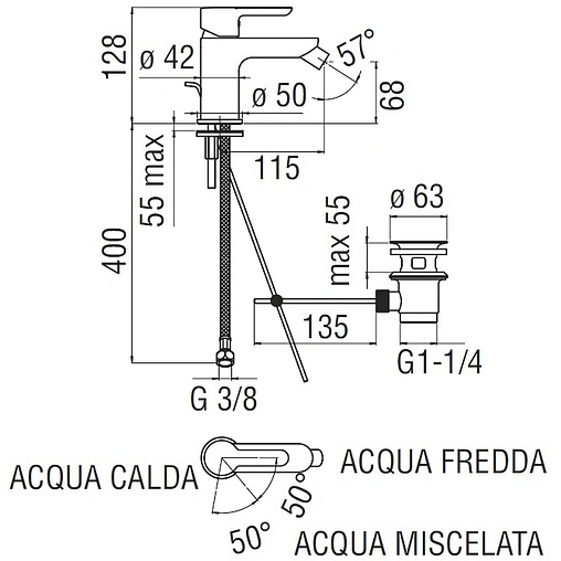 Смеситель для биде Nobili ABC хром AB87119/1CR Смеситель для биде Nobili ABC хром AB87119/1CR