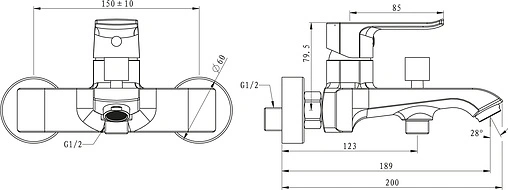 Смеситель для ванны BelBagno Disco хром DIS-VASM-CRM