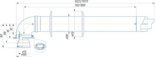 Комплект дымохода Ø 60/100мм L=1000мм Krats Стандарт KTS-02N-075