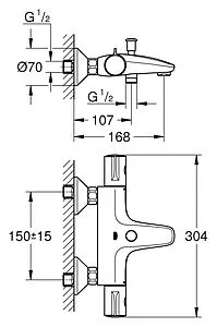 Термостат для ванны Grohe Grohtherm 800 хром 34564000 Термостат для ванны Grohe Grohtherm 800 хром 34564000, 2