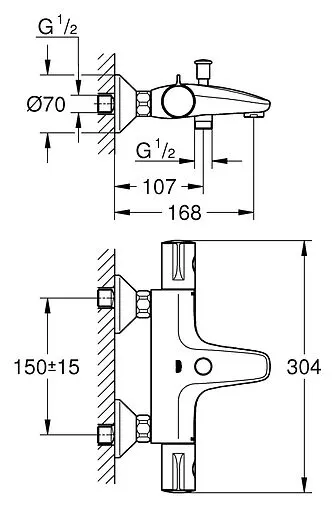 Термостат для ванны Grohe Grohtherm 800 хром 34564000 Термостат для ванны Grohe Grohtherm 800 хром 34564000