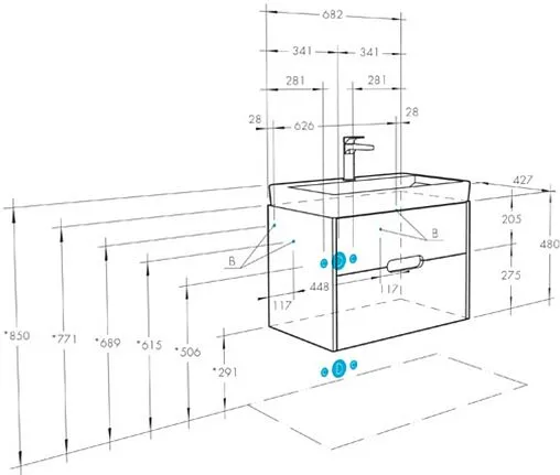 Тумба-умывальник подвесная Aquaton Оливия 70 белый матовый 1A2543K0OL010