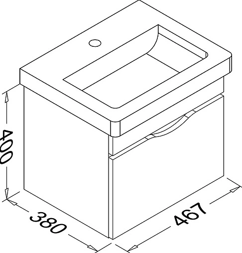 Тумба-умывальник подвесная ISVEA Neo 50 серый 21NGS319050E Тумба-умывальник подвесная ISVEA Neo 50 серый 21NGS319050E