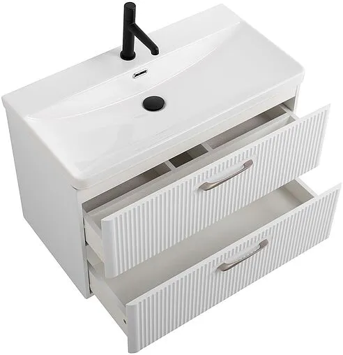 Тумба-умывальник подвесная BelBagno DUE 80 Белый металлик DUE-800-2C-SO-BM-P+BB-8076-3-80