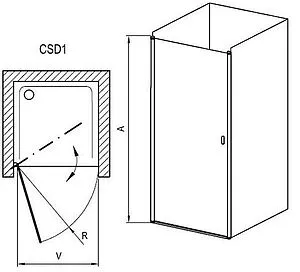 Дверь в нишу 800мм прозрачное стекло Ravak Chrome CSD1-80 0QV40100Z1, 2
