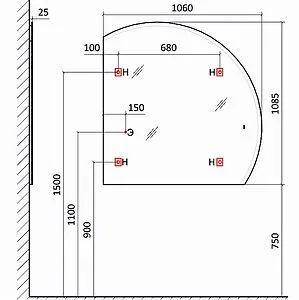 Зеркало с подсветкой Jorno Solis new 106 SolN.02.106/W/JR Зеркало с подсветкой Jorno Solis new 106 SolN.02.106/W/JR, 2