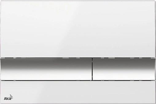 Клавиша смыва для унитаза AlcaPlast M1720-1 кнопки/хром глянцевый, панель/белый глянцевый