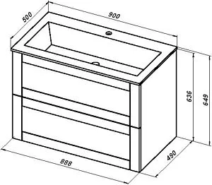Тумба-умывальник подвесная Aquanet Терра 90 маренго 00313246+, 2