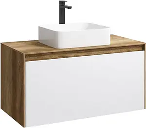 Тумба-умывальник подвесная Aqwella Mobi 100 белый/дуб балтийский MOB0110DB+MOB0710W+641945 Тумба-умывальник подвесная Aqwella Mobi 100 белый/дуб балтийский MOB0110DB+MOB0710W+641945, 1