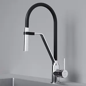 Смеситель для кухни с гибким изливом Am.Pm Like хром/чёрный F8013000, 3