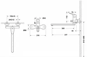 Комплект для ванны 2 в 1 Bravat Drop хром F00409C Комплект для ванны 2 в 1 Bravat Drop хром F00409C, 2