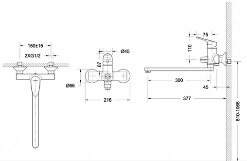 Комплект для ванны 2 в 1 Bravat Drop хром F00409C