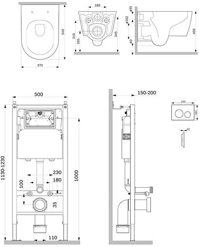 Комплект 6 в 1 Am.Pm Func FlashClean IS90101.8F1701 с кнопкой белый глянцевый