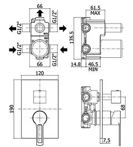 Смеситель для ванны скрытого монтажа Paffoni Ringo хром RIN019CR/M, 2