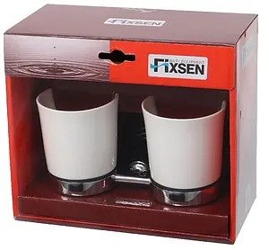 Стакан двойной Fixsen Best хром/белый FX-71607 Стакан двойной Fixsen Best хром/белый FX-71607, 2