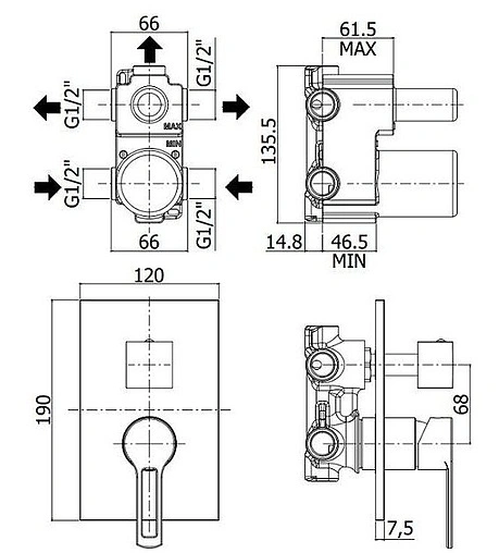 Смеситель для ванны скрытого монтажа Paffoni Ringo хром RIN019CR/M