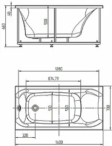 Ванна акриловая Aquatek Альфа 140х70 L с фронтальной панелью с каркасом (разборный) ALF140-0000019, 2