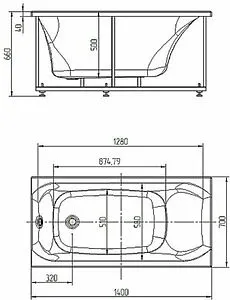Ванна акриловая Aquatek Альфа 140х70 с каркасом (разборный) ALF140-0000023, 2