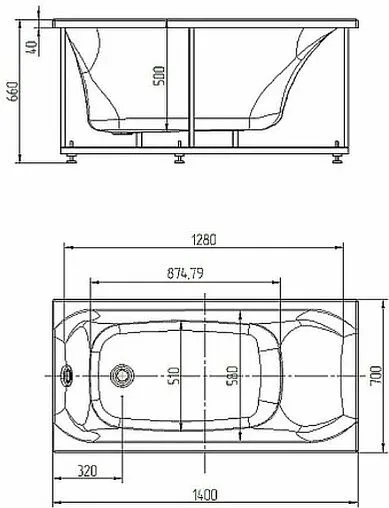 Ванна акриловая Aquatek Альфа 140х70 с каркасом (разборный) ALF140-0000023