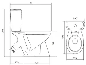 Унитаз-компакт Santek Бриз белый 1WH202569 Унитаз-компакт Santek Бриз белый 1WH202569, 2