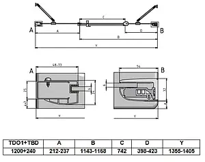 Дверь в нишу 1400мм прозрачное стекло Roltechnik Tower Line TDO1+TBD/1200*240 724-1200000-00-02+744-0180000-00-02, 2