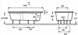 Ванна акриловая Jacob Delafon Bain-Douche NEO 150x80 R E6D119R-00 Ванна акриловая Jacob Delafon Bain-Douche NEO 150x80 R E6D119R-00, 3