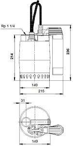 Насос дренажный Q=11.2м³/ч H=7.5м Grundfos UNILIFT KP 250-AV1 012H1900 Насос дренажный Q=11.2м³/ч H=7.5м Grundfos UNILIFT KP 250-AV1 012H1900, 2